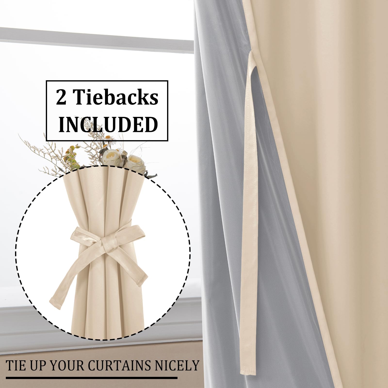 DWCN 100% Blackout Curtains, Set of 2 Panels-2