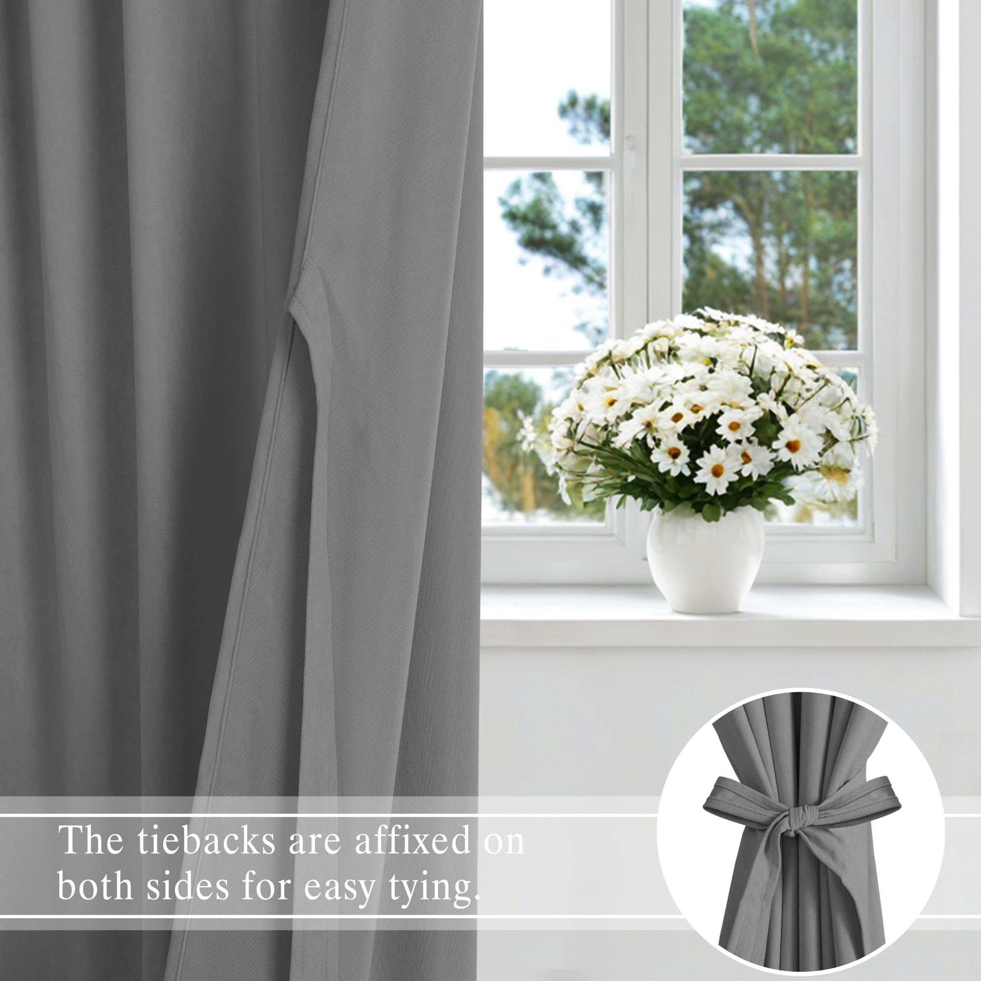 DWCN Velvet Curtains, 2 Panels - Rod Pocket and Back Tab-4