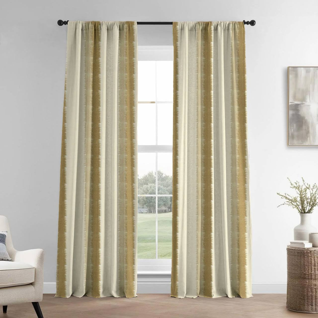 Off-White & Beige Stripe Pure Linen Curtains UK - Neutral Home Style - Standard & Made to Measure-3