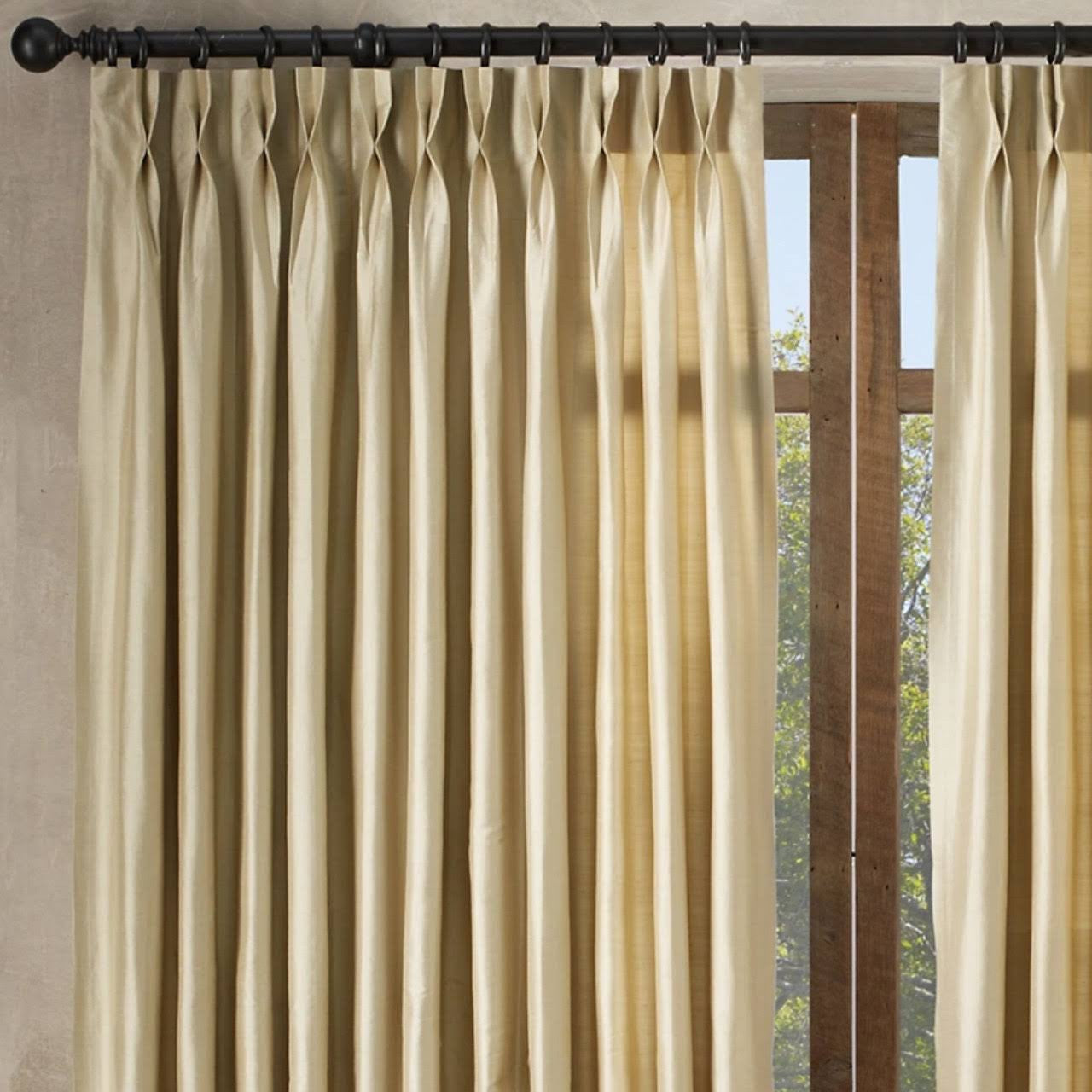 Luxury Raw Silk Pinch Pleated Curtains | OEKO-TEX Certified | Made in UK | Blackout/Light Filtering-1