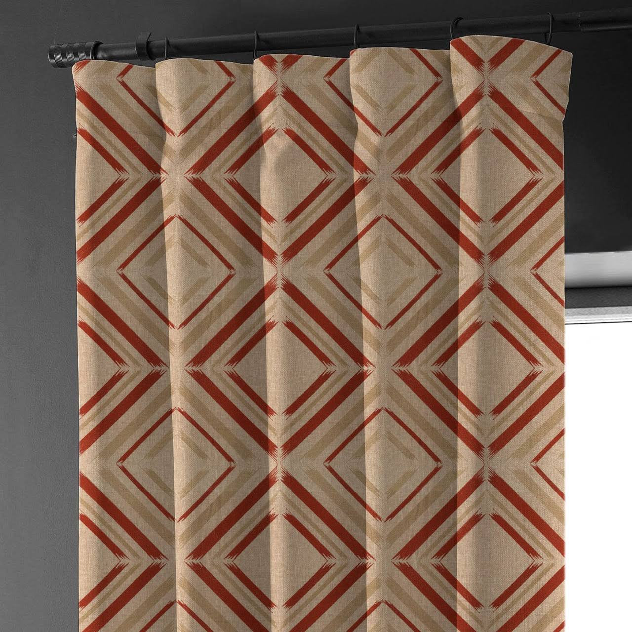 Earthy Brown & Terracotta Diamond Linen Curtains - Light Filtering or Blackout - Standard & Made to Measure-0