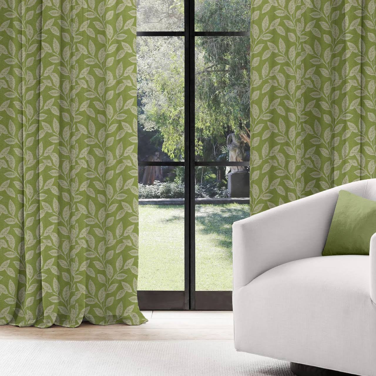 Botanical Print Pure Linen Curtains | Pinch Pleats & Euro Pleats | Standard & Custom Sizes | Light Filtering & Blackout-1