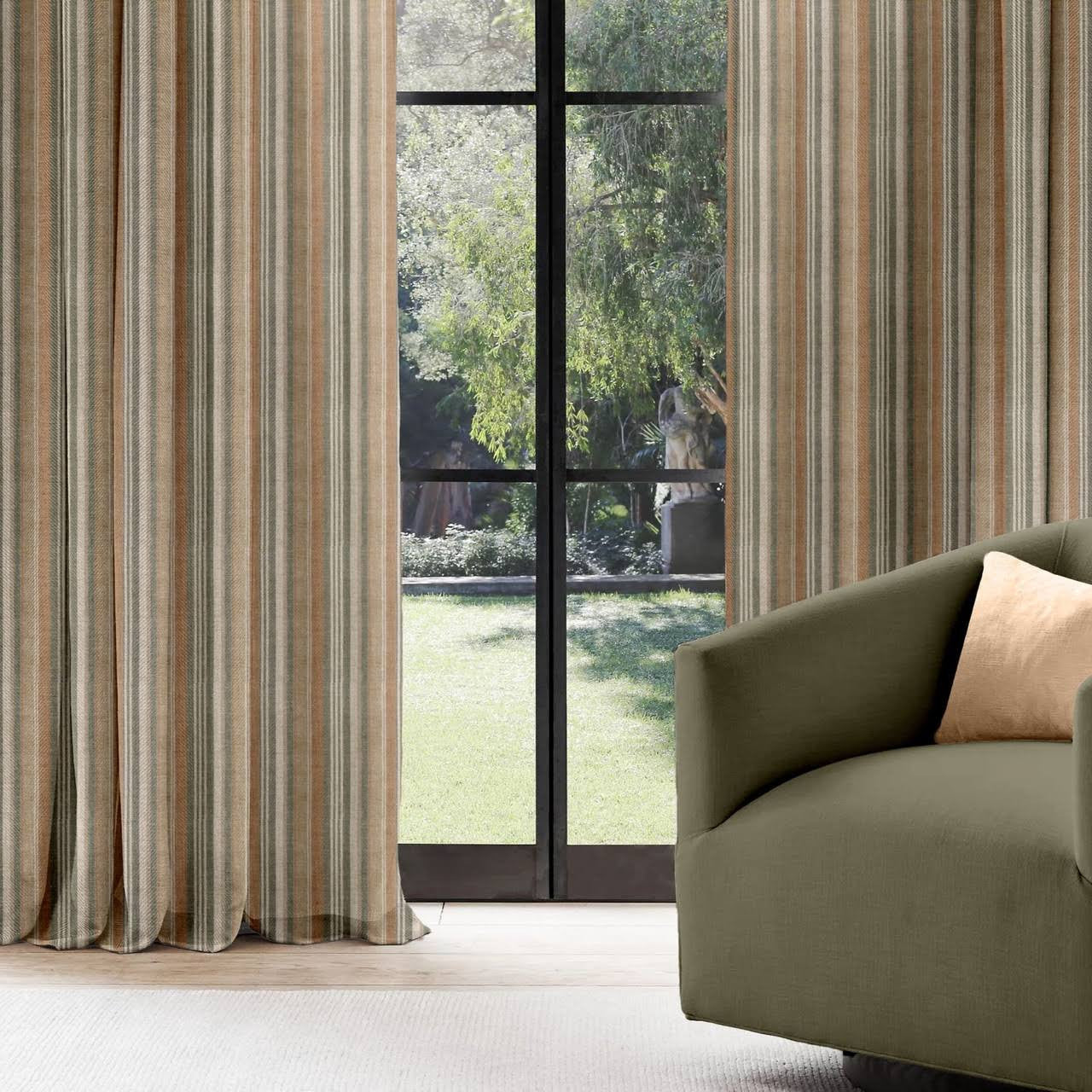 Farmhouse Stripe Pure Linen Curtains | Pinch & Euro Pleats | Standard & Custom Sizes | Light Filtering or Blackout-1