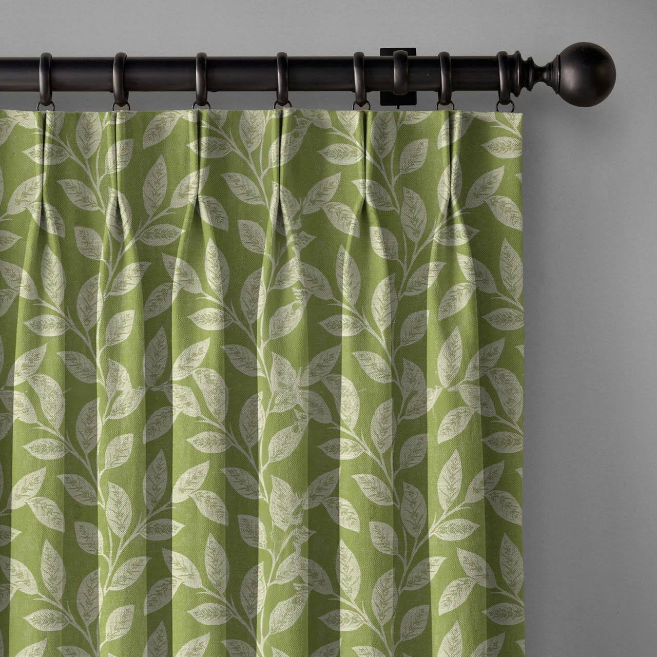Botanical Print Pure Linen Curtains | Pinch Pleats & Euro Pleats | Standard & Custom Sizes | Light Filtering & Blackout-0