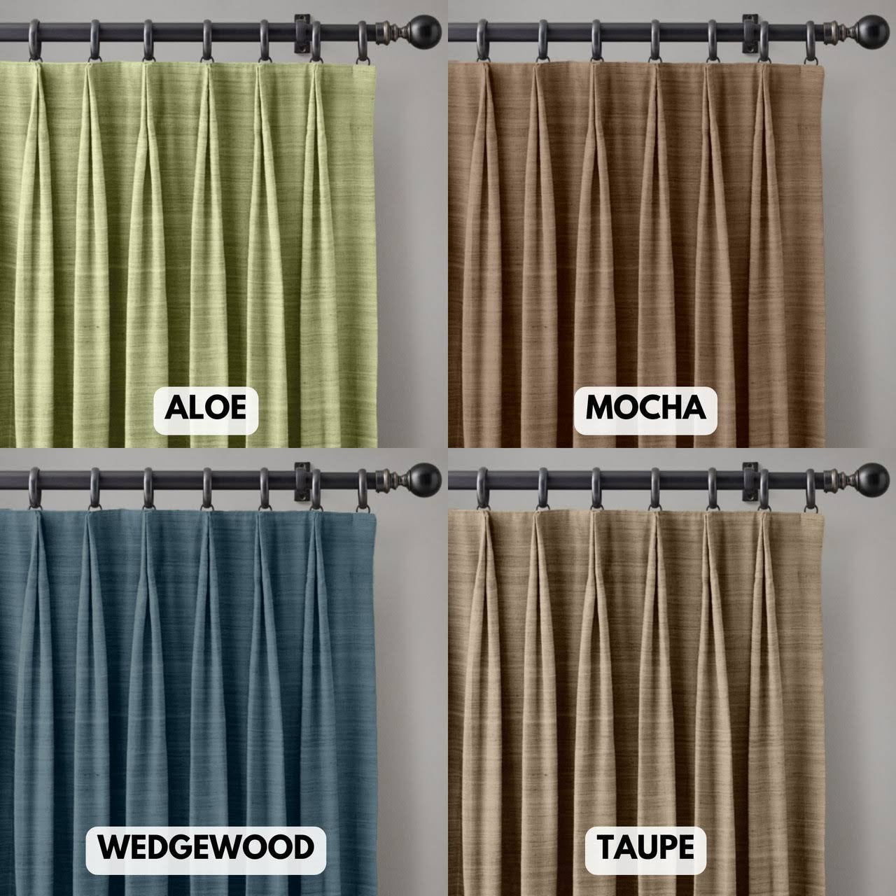 Luxury 100% Raw Silk Curtains | Euro/Pinch Pleat | Blackout & Light Filtering Options | Made to Measure-4