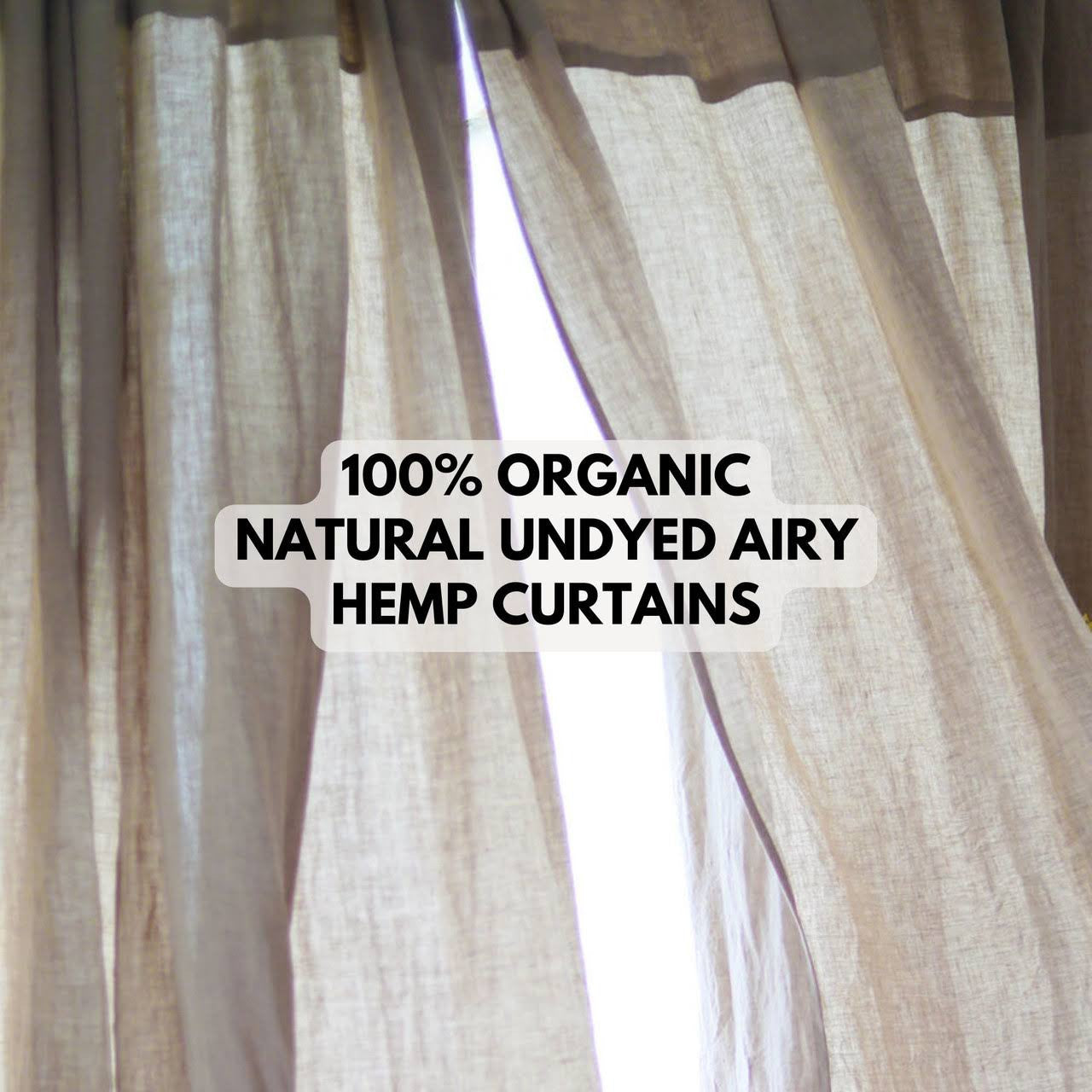Organic Hemp Curtains - Semi Sheer Natural Undyed | Many Sizes + Custom Made | 100% Pure Hemp-0