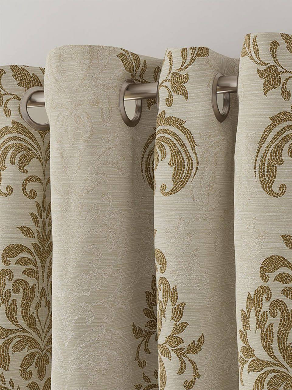 Linen Damask Curtains | Blackout Lining | Eyelet & More | Single or Pair-1