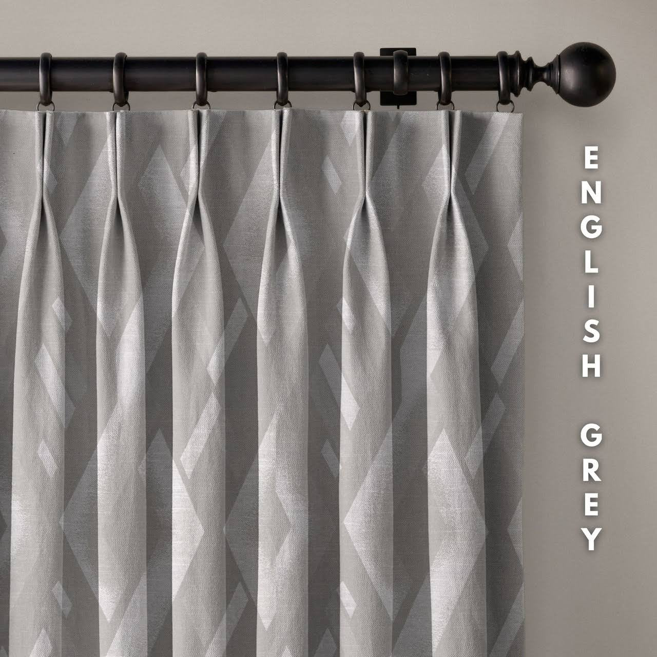 Geometric Rhombus Pure Linen Curtains | Pinch Pleat & Euro Pleats | Standard & Custom Sizes-2