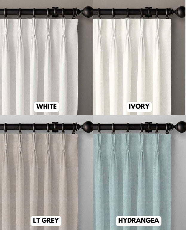 Organic Linen Curtains Triple Pinch Pleated | Blackout & Thermal Lining | 36 Colours | The Organic Habitat-3