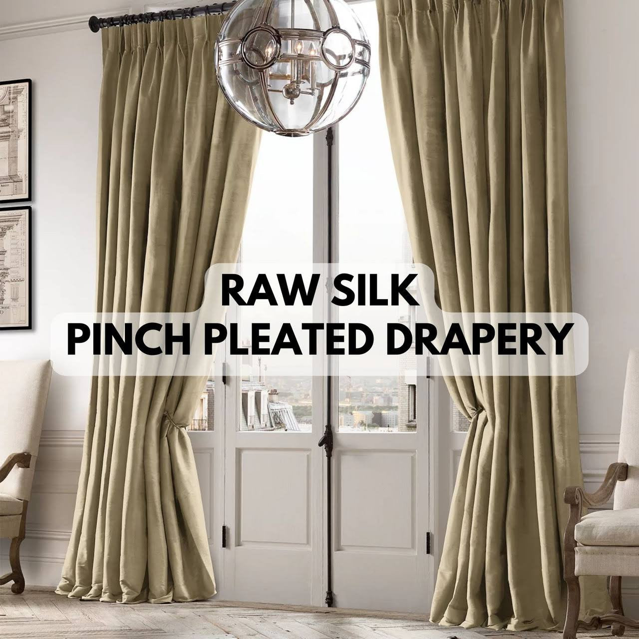 Luxury Raw Silk Pinch Pleated Curtains | OEKO-TEX Certified | Made in UK | Blackout/Light Filtering-0