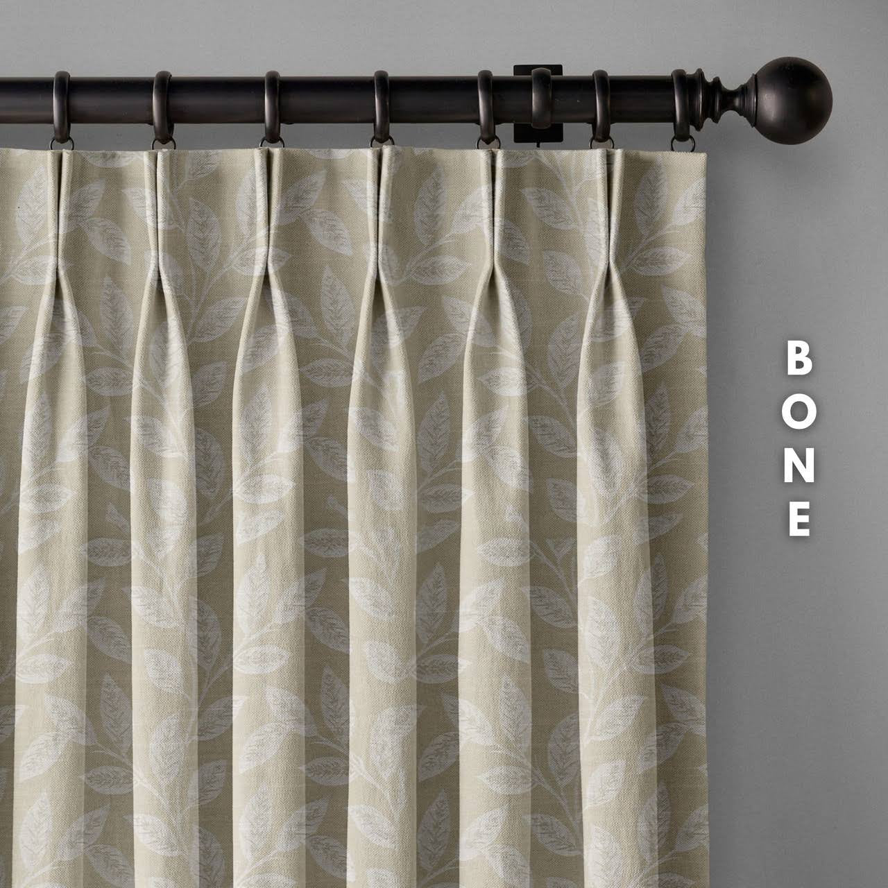 Botanical Print Pure Linen Curtains | Pinch Pleats & Euro Pleats | Standard & Custom Sizes | Light Filtering & Blackout-4