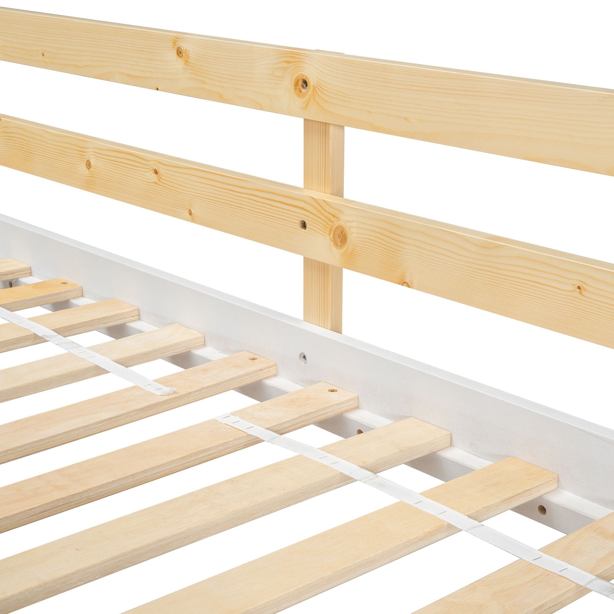 Imaginative Twin Over Twin Wood House Bunk Bed with Roof, Window, Door, Ladder in Multiple Colors | Just Better Bunk Beds