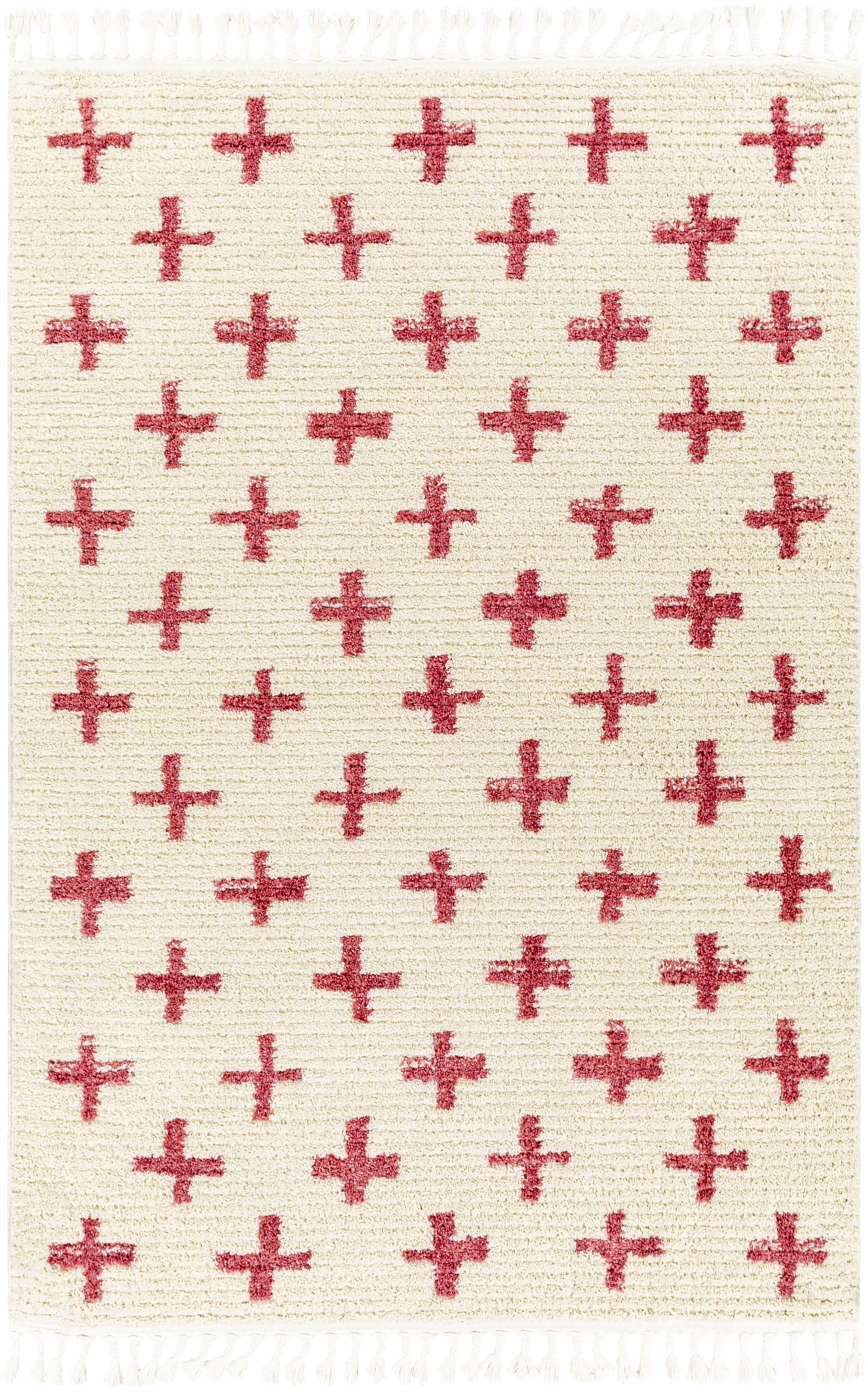 Anda Red Cross on Cream Plush Rug - Clearance - PRHOMZ