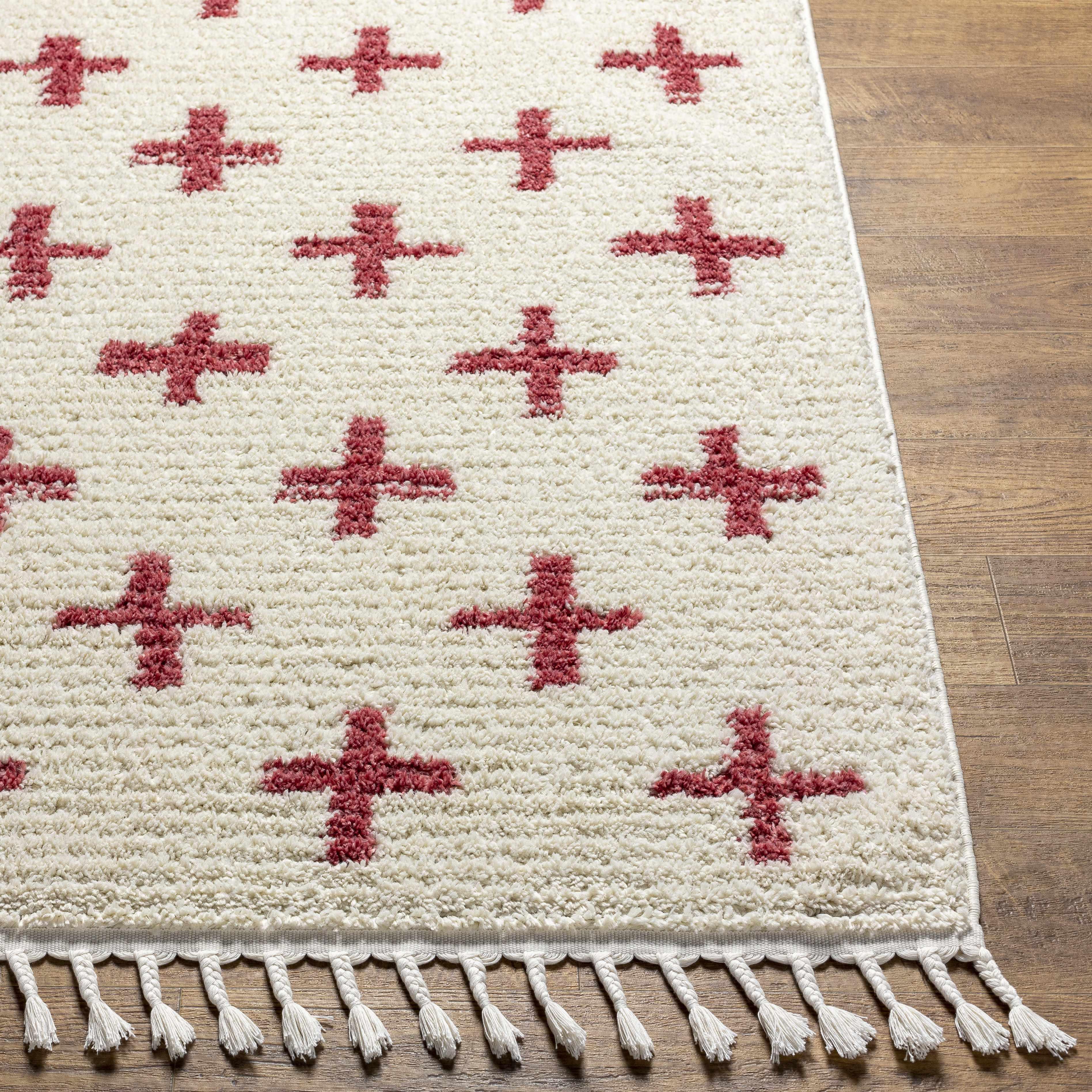 Anda Red Cross on Cream Plush Rug - Clearance - PRHOMZ