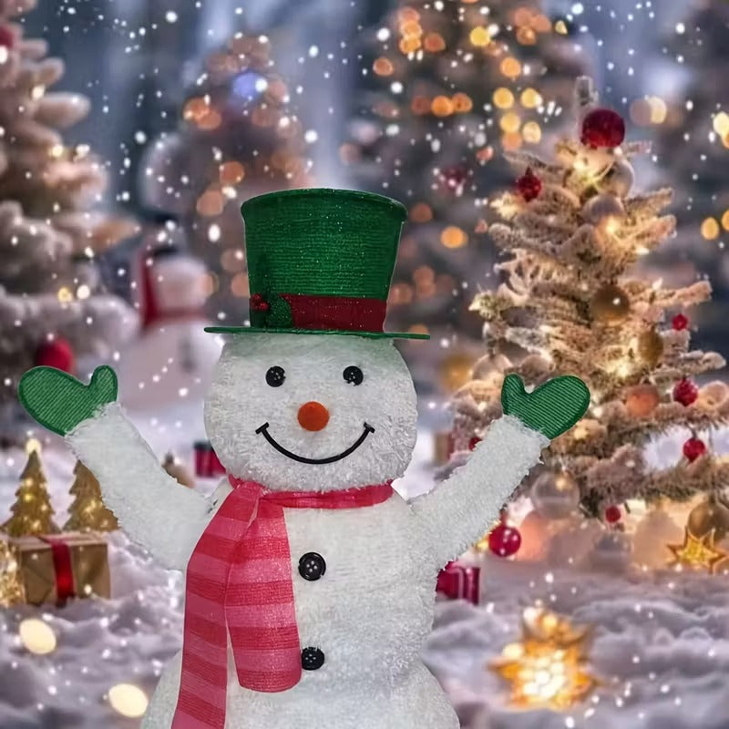 Green Hat Snowman Retractable Yard Decoration-1