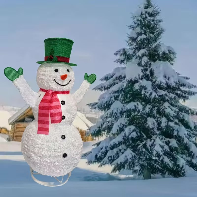 Green Hat Snowman Retractable Yard Decoration-3