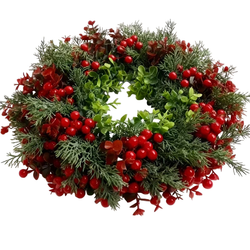 Luxury Christmas Wreath Red Berries Pine Cones-0
