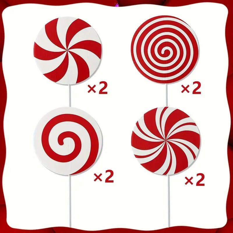 Candy Cane Swirls Christmas Tree Topper & Ornament Set-4