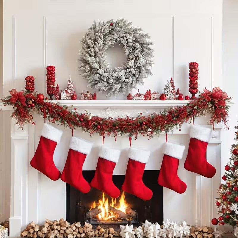 Classic Christmas Stockings Polyester Velvet Tube Socks (4pc)-3