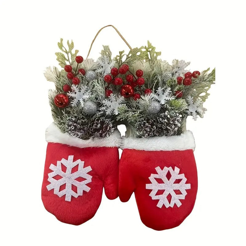 Christmas Wreath with Red Berries & Snowflake Design-0