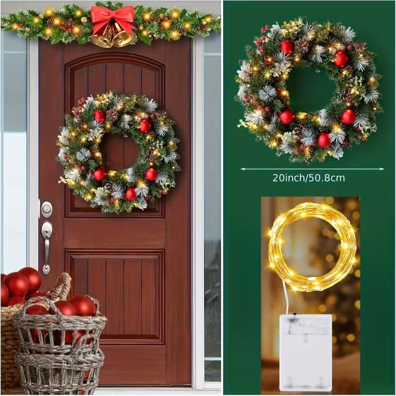Pre-Lit Christmas Wreath with LED Lights-1