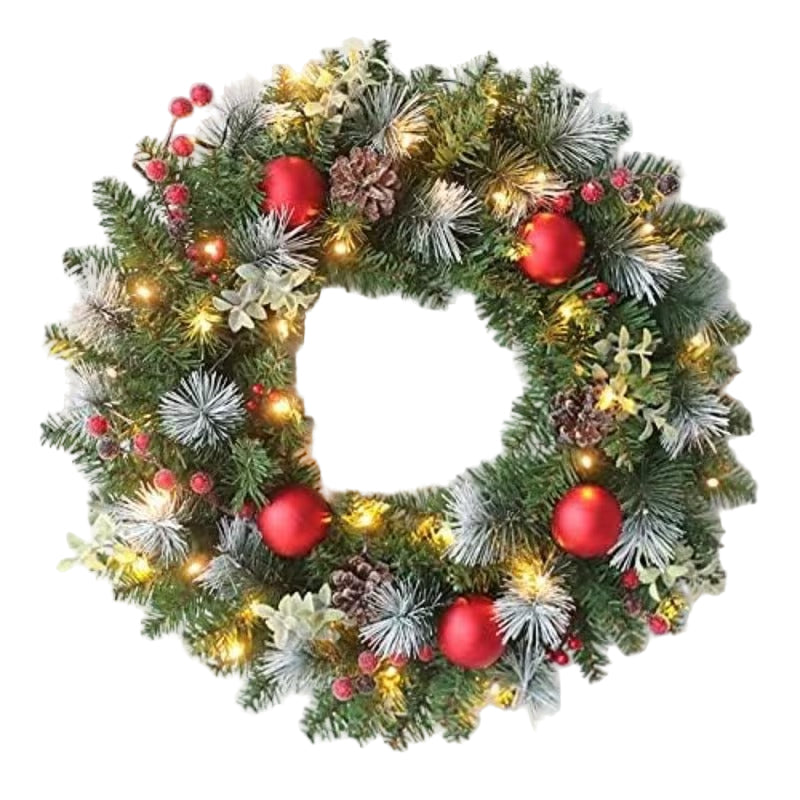 Pre-Lit Christmas Wreath with LED Lights-0