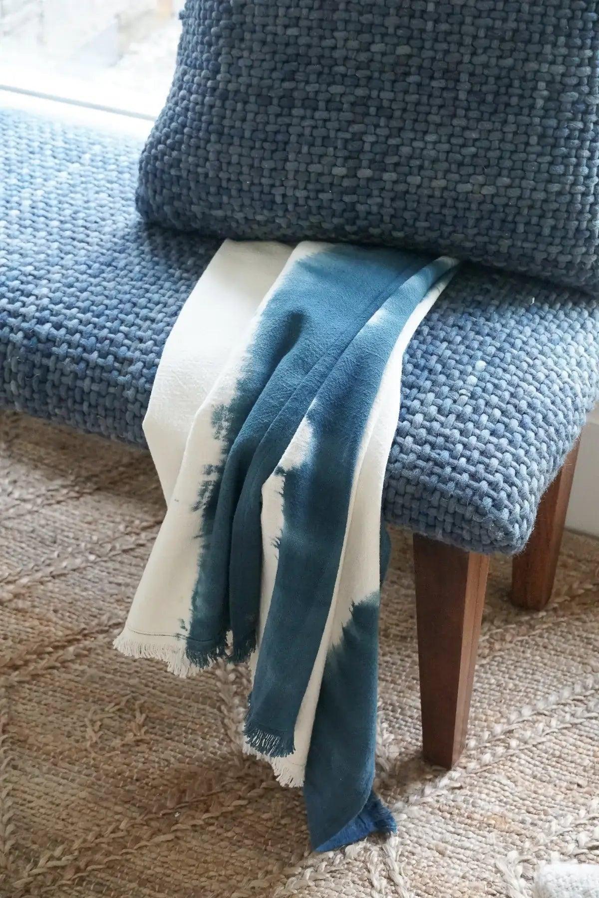 Indigo Blue Tie Dye Cotton Throw