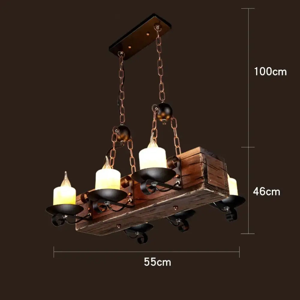 Industrial Vintage Wood Chandelier | Dining Room Lighting