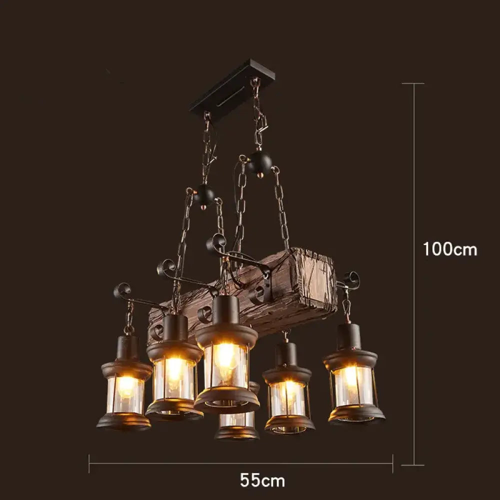 Industrial Vintage Wood Chandelier | Dining Room Lighting