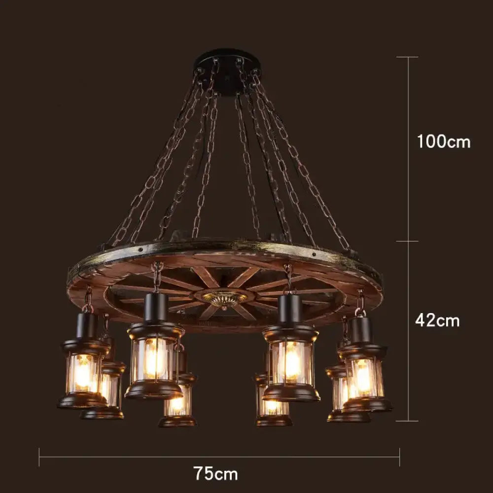 Industrial Vintage Wood Chandelier | Dining Room Lighting