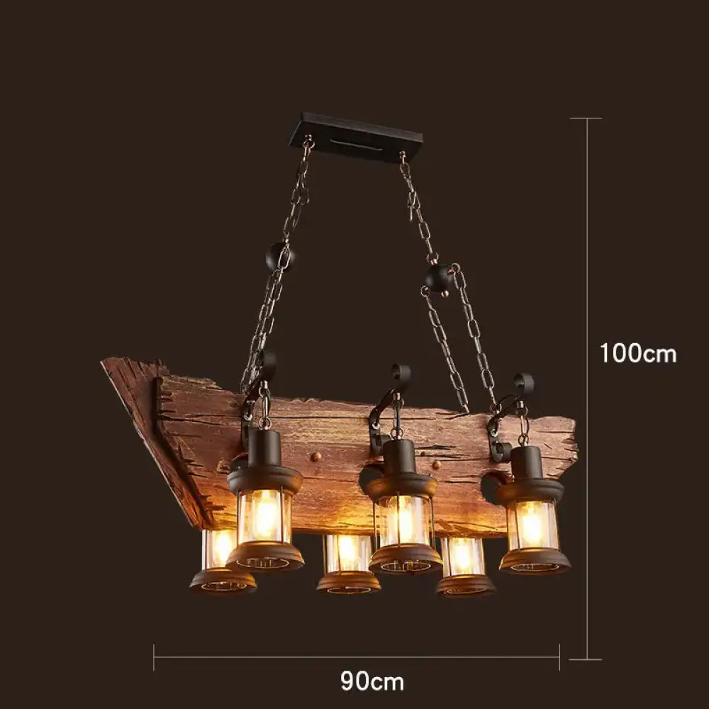 Industrial Vintage Wood Chandelier | Dining Room Lighting