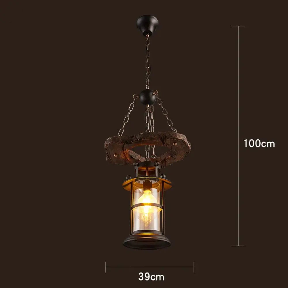 Industrial Vintage Wood Chandelier | Dining Room Lighting