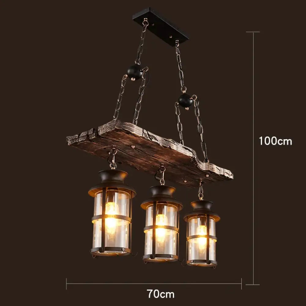 Industrial Vintage Wood Chandelier | Dining Room Lighting