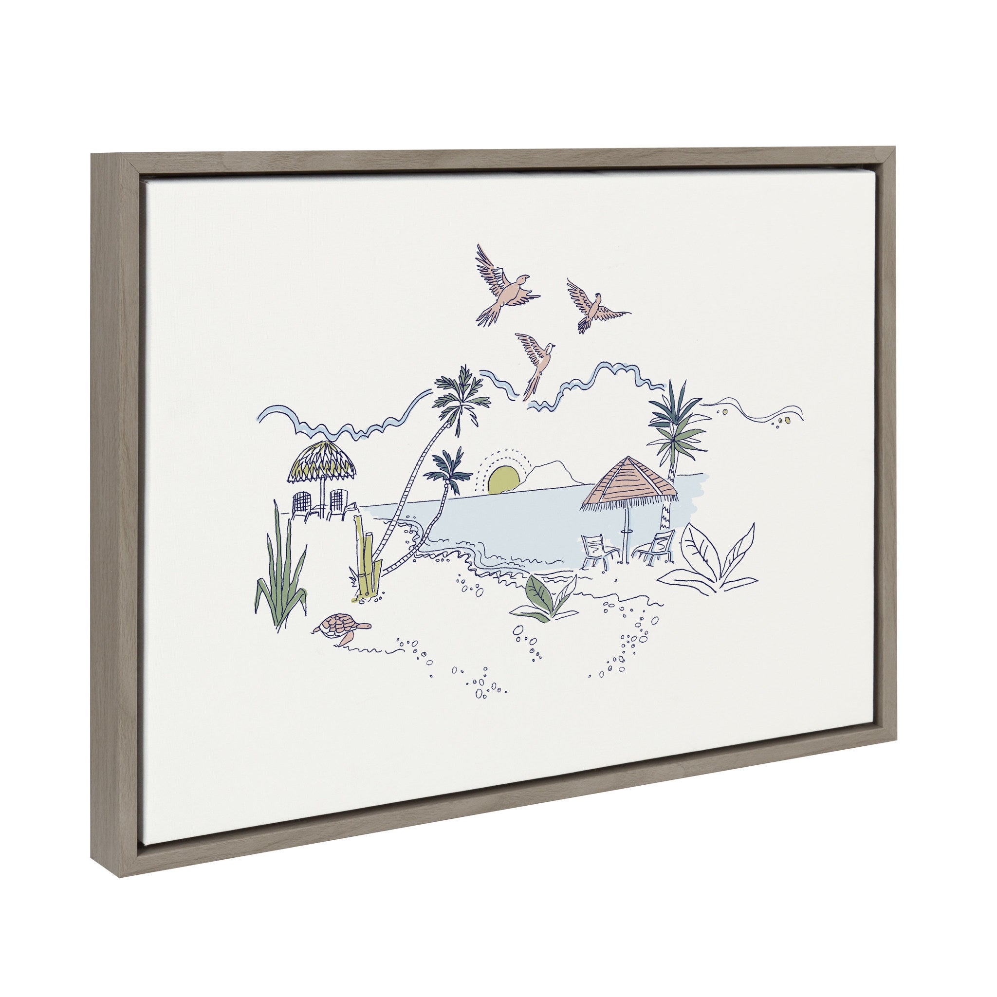 Sylvie Tropical Beach Scene Framed Canvas by The Creative Bunch Studio