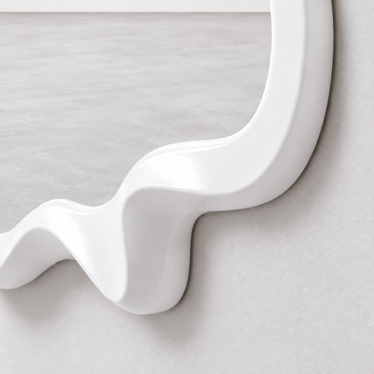 Wavy Wood Frame Wall Mirror with 3D Carved Border | Versatile Hanging for Any Room