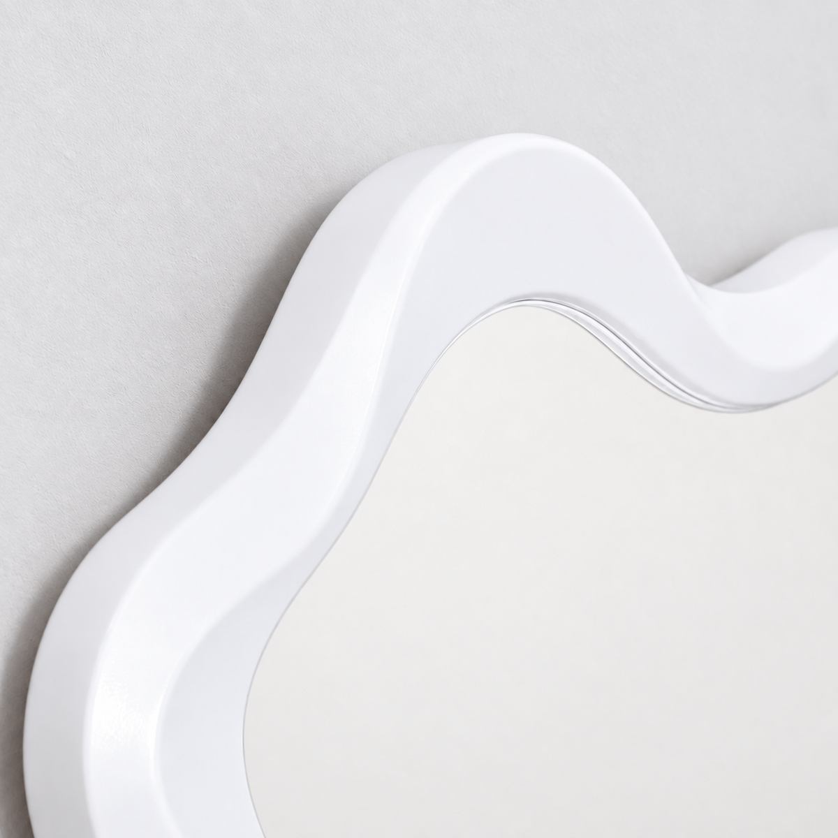Wavy Wood Frame Wall Mirror with 3D Carved Border | Versatile Hanging for Any Room