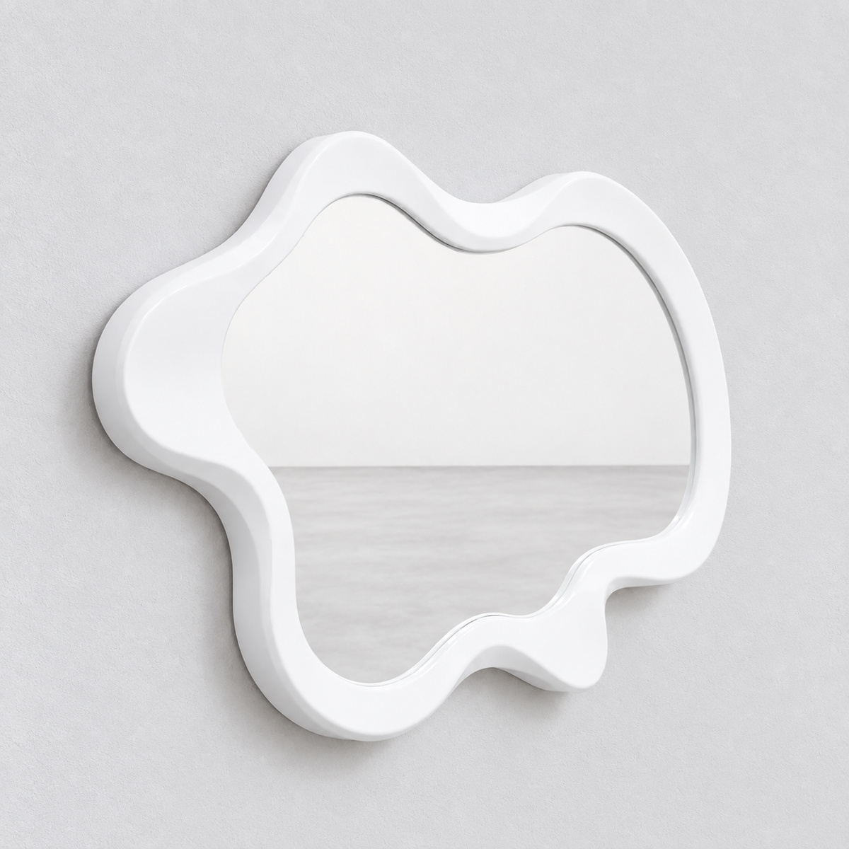 Wavy Wood Frame Wall Mirror with 3D Carved Border | Versatile Hanging for Any Room