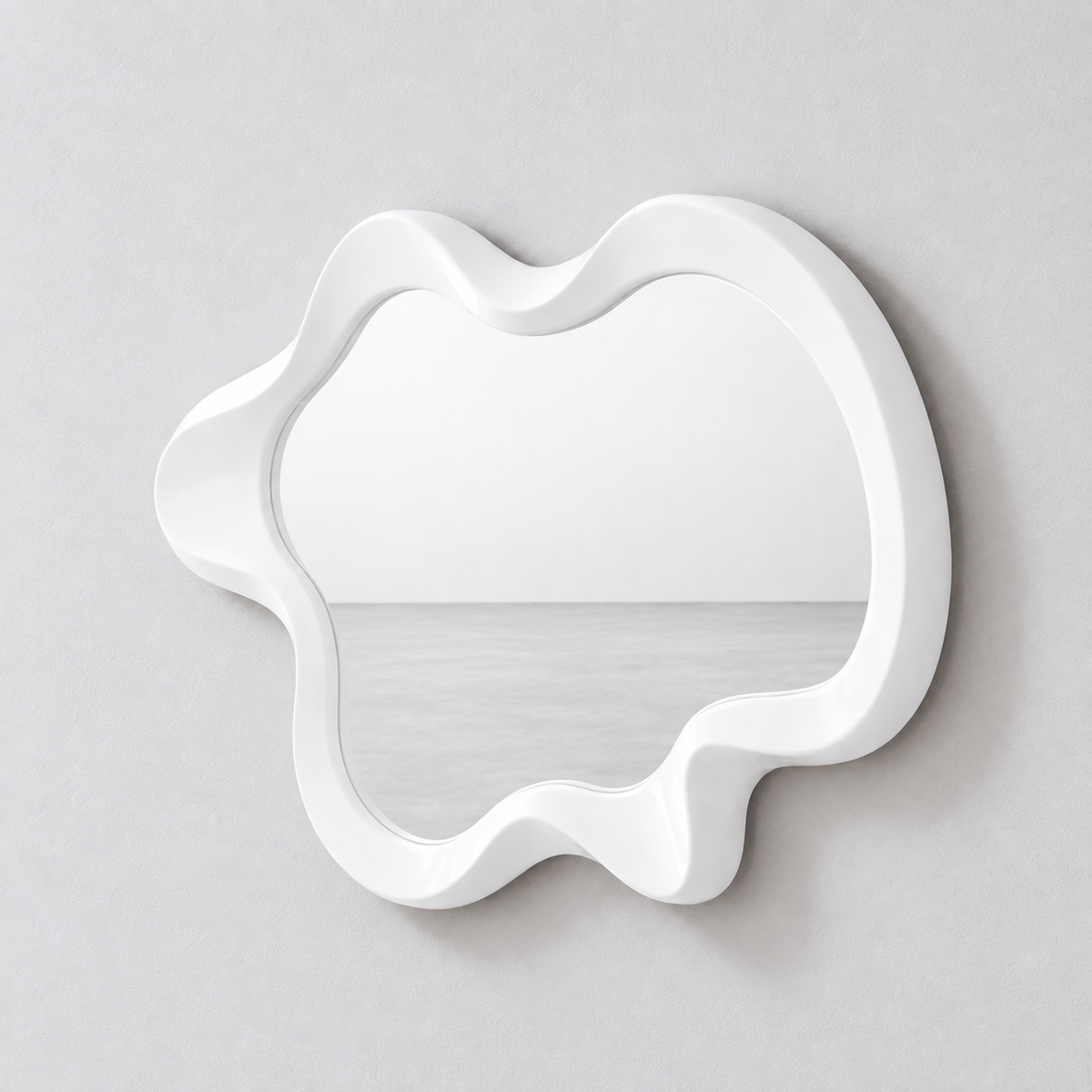 Wavy Wood Frame Wall Mirror with 3D Carved Border | Versatile Hanging for Any Room