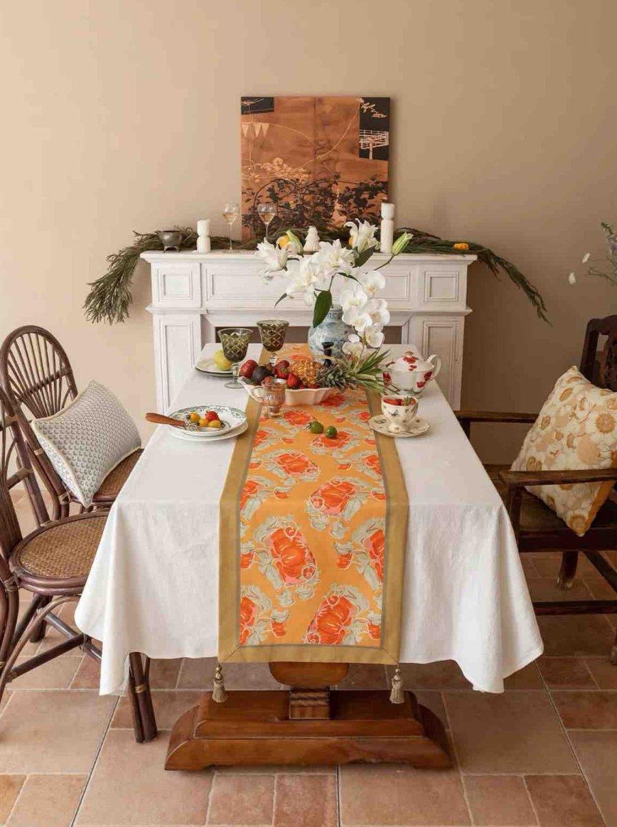 Italian Style Decorative Table Runner for Elegant Fall Table Setting - PRHOMZ