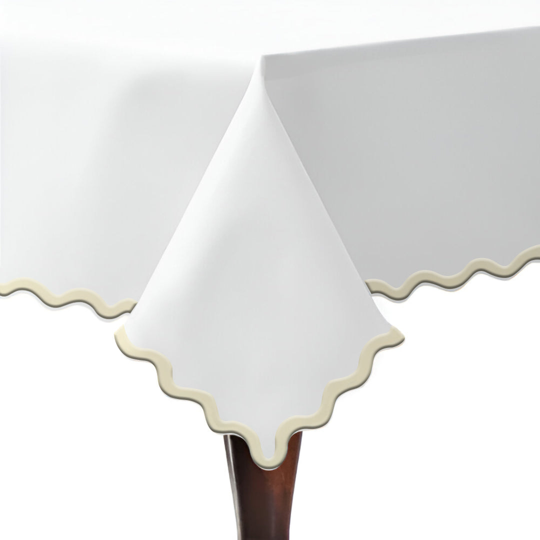 Applique Scalloped Embroidery Cotton Table Cloth