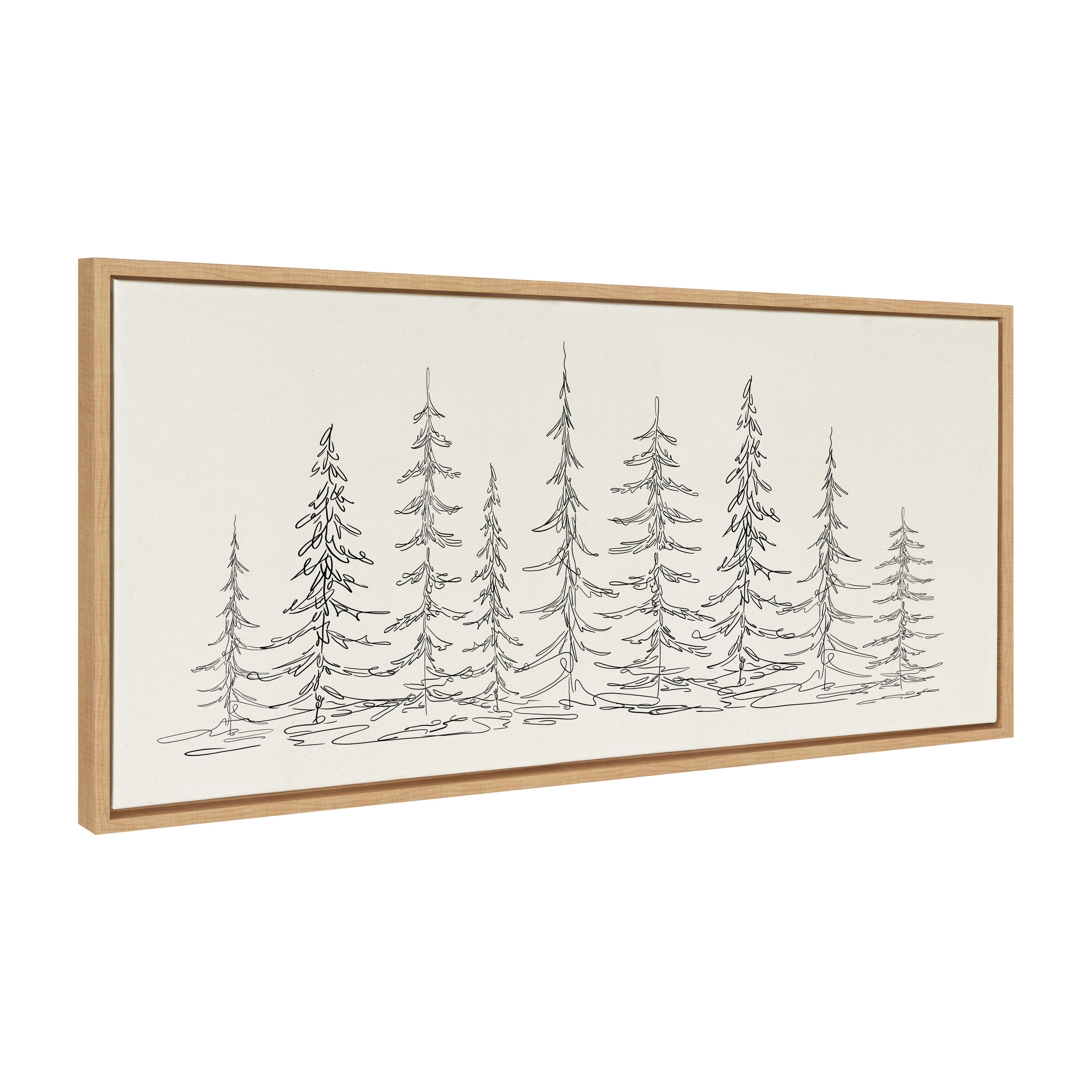 Sylvie Minimalist Evergreen Trees Sketch Framed Canvas by The Creative Bunch Studio