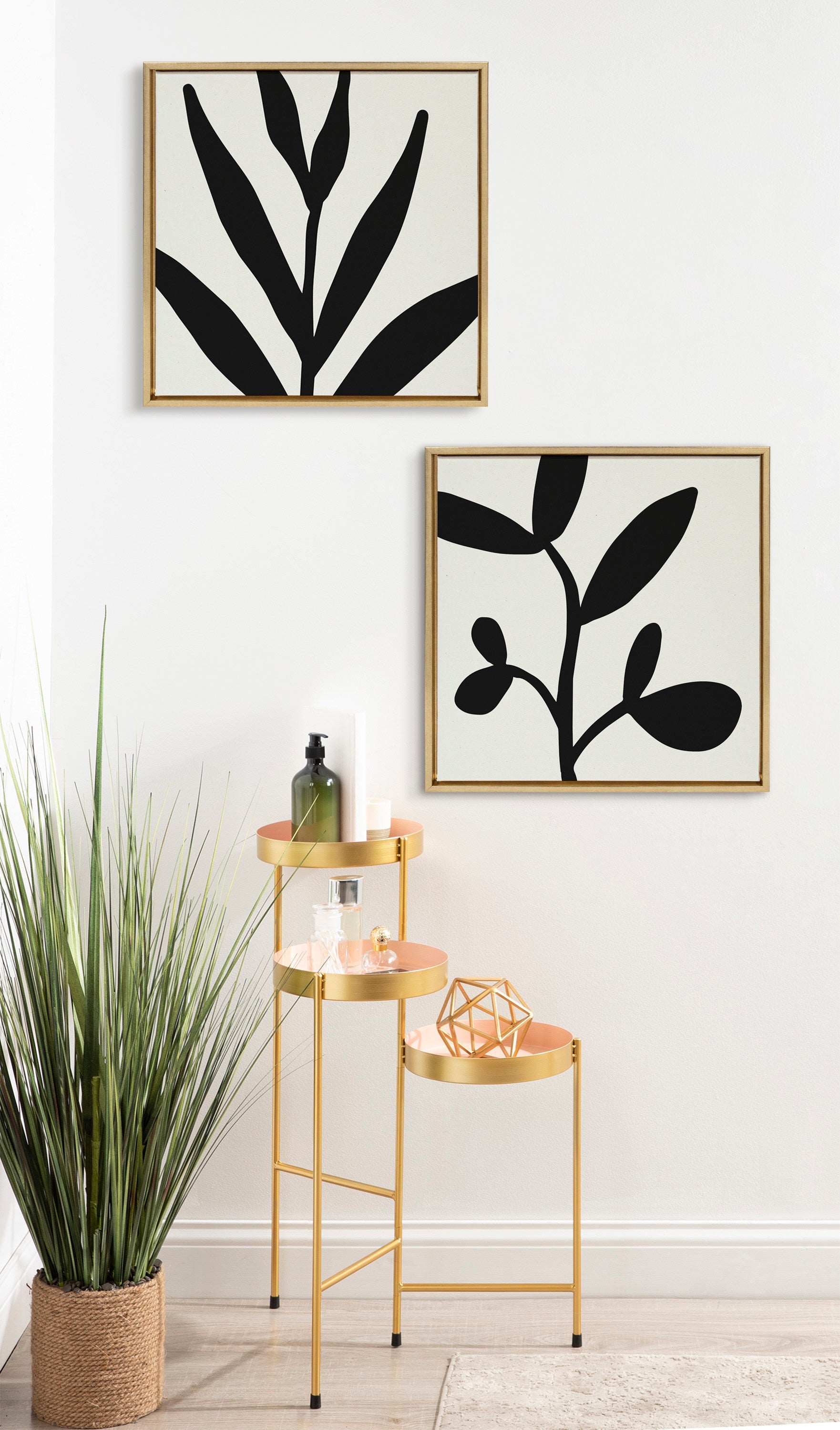 Sylvie Modern Botanical Neutral Abstract 2 Framed Canvas by The Creative Bunch Studio