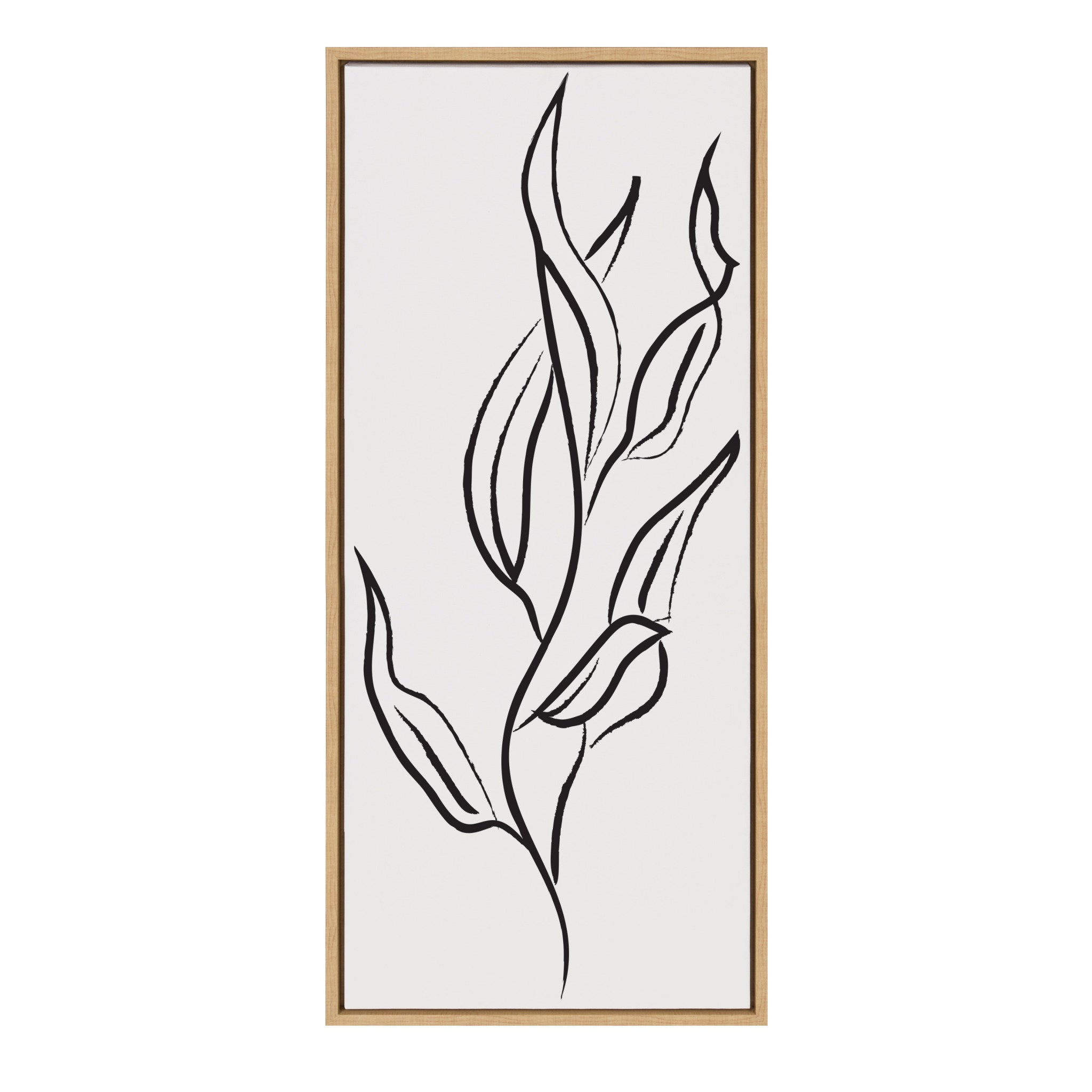 Sylvie Muted Illustrated Botanical Black and White Framed Canvas by The Creative Bunch Studio