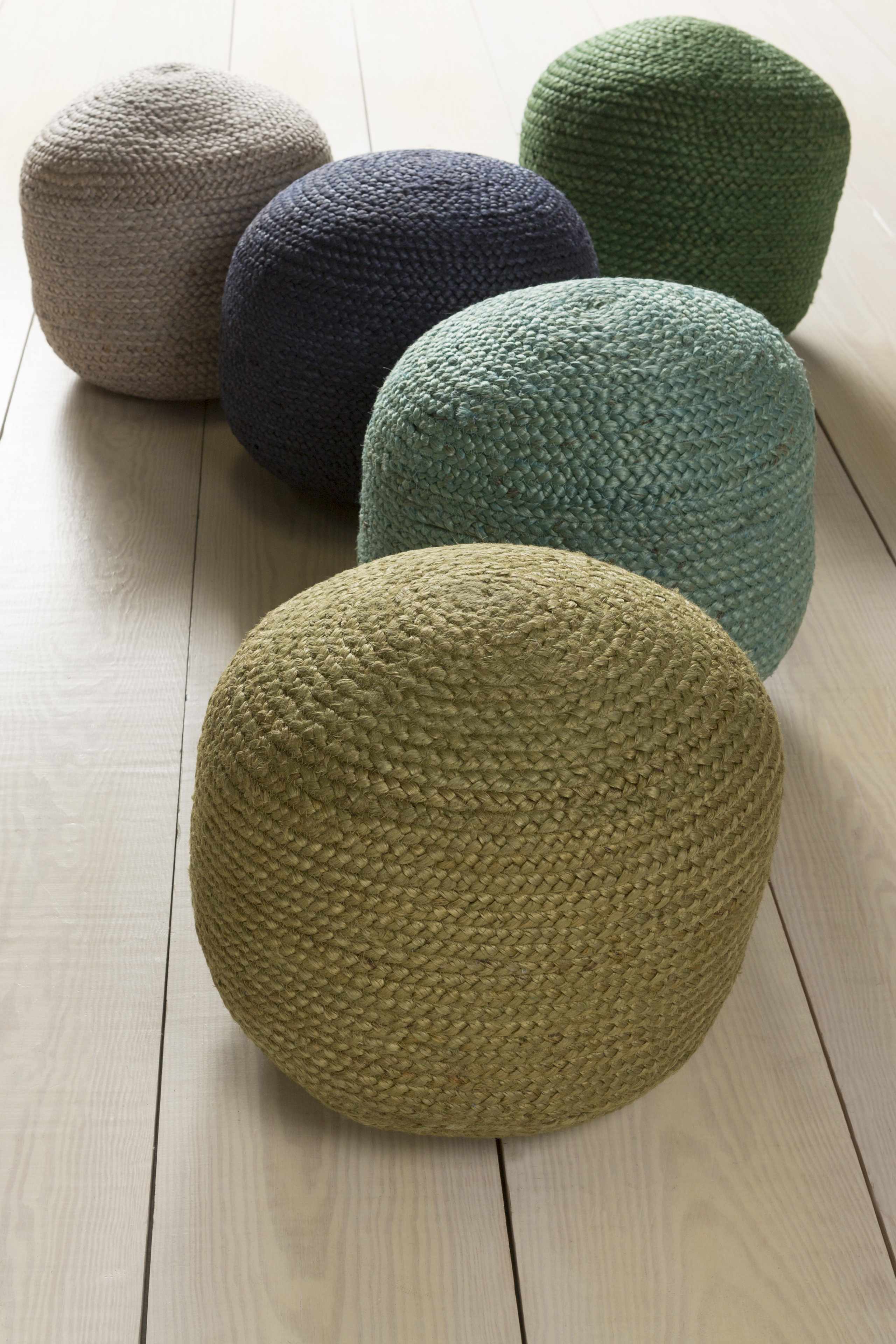 Jenkinjones Knitted Aqua Jute Pouf-1
