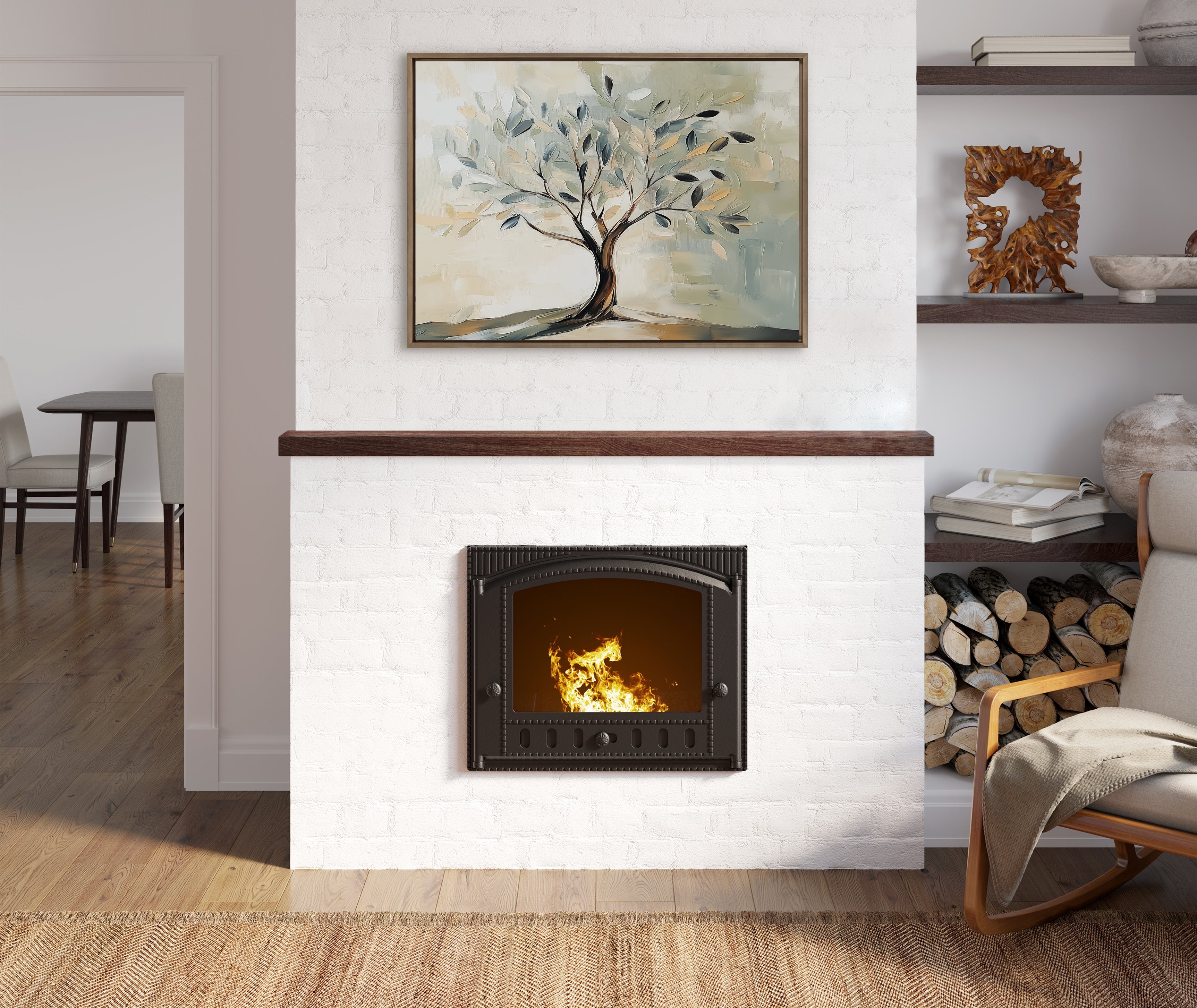 Sylvie Olive Tree Abstract Landscape Framed Canvas by The Creative Bunch Studio