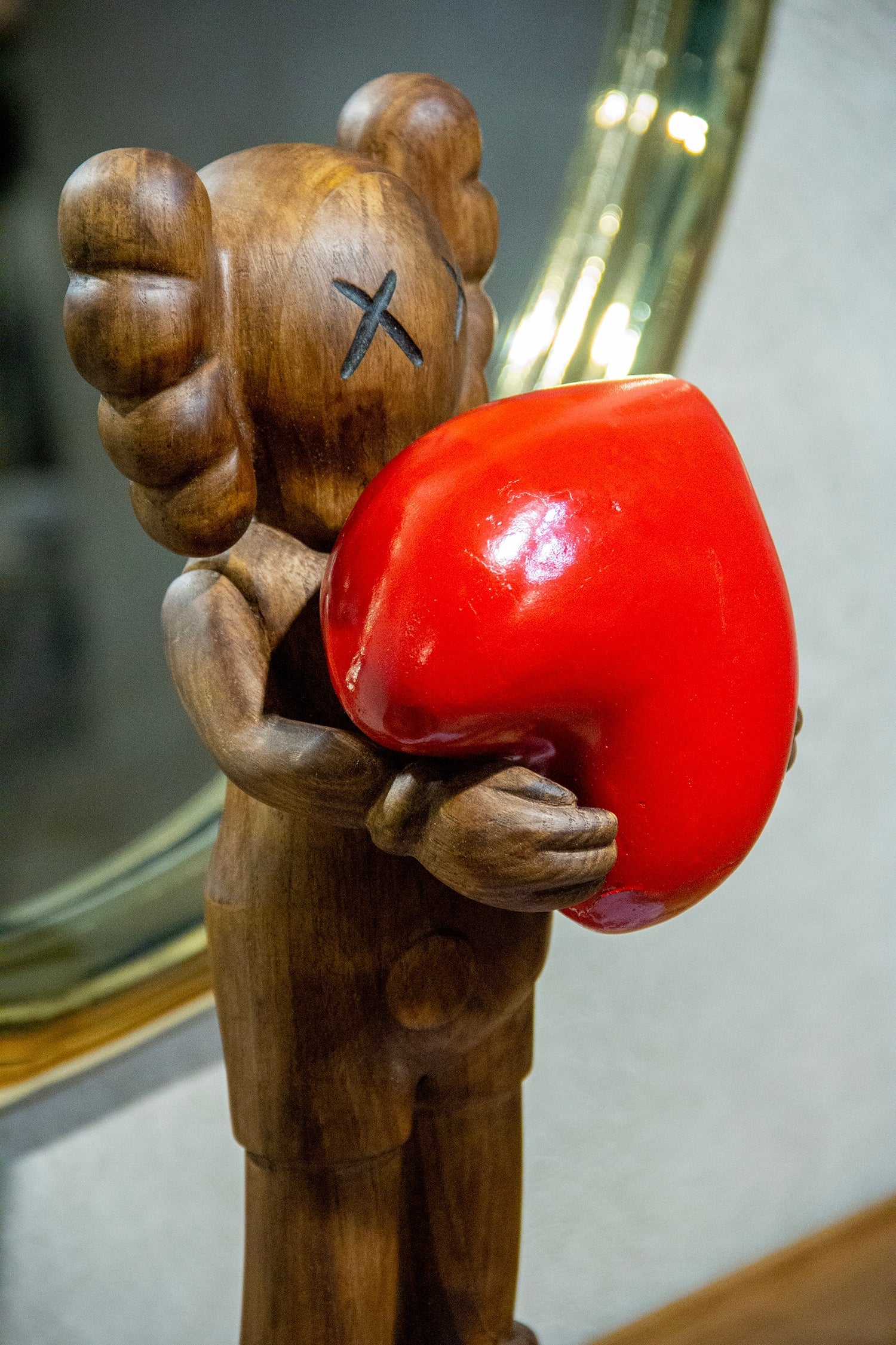 Handcrafted Wooden Art Figure with Heart