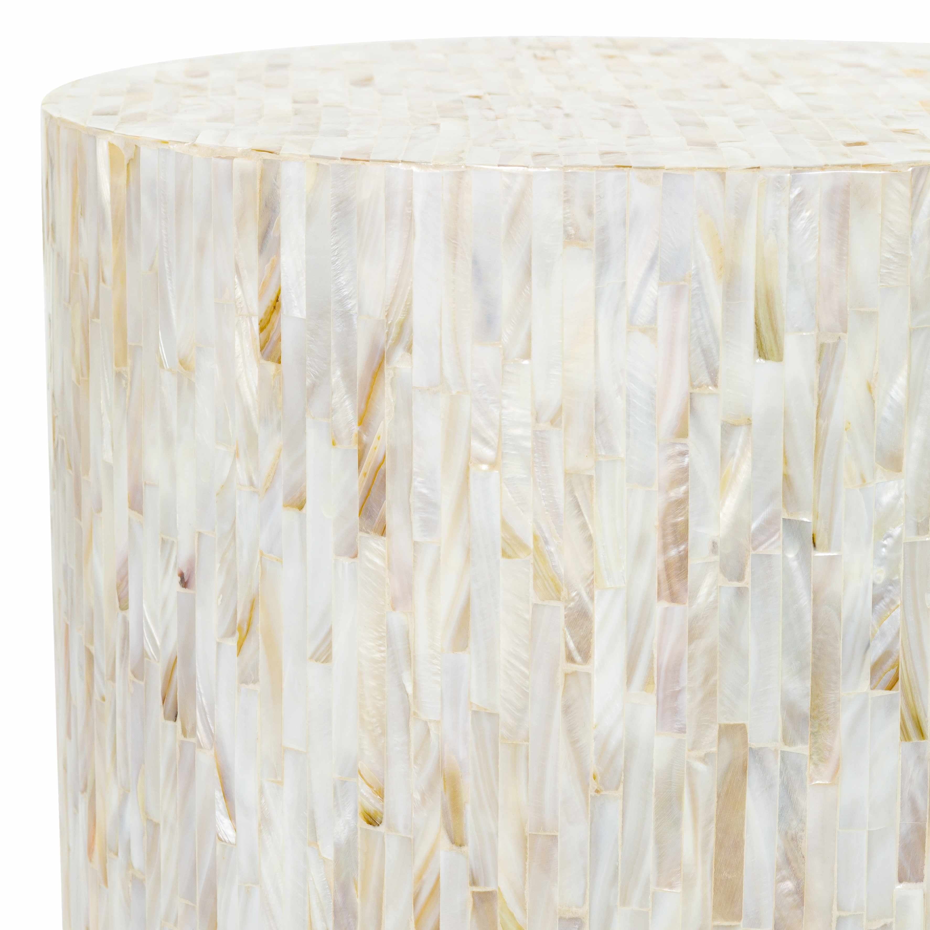 Katico Ivory Mosaic Cylinder End Table-1