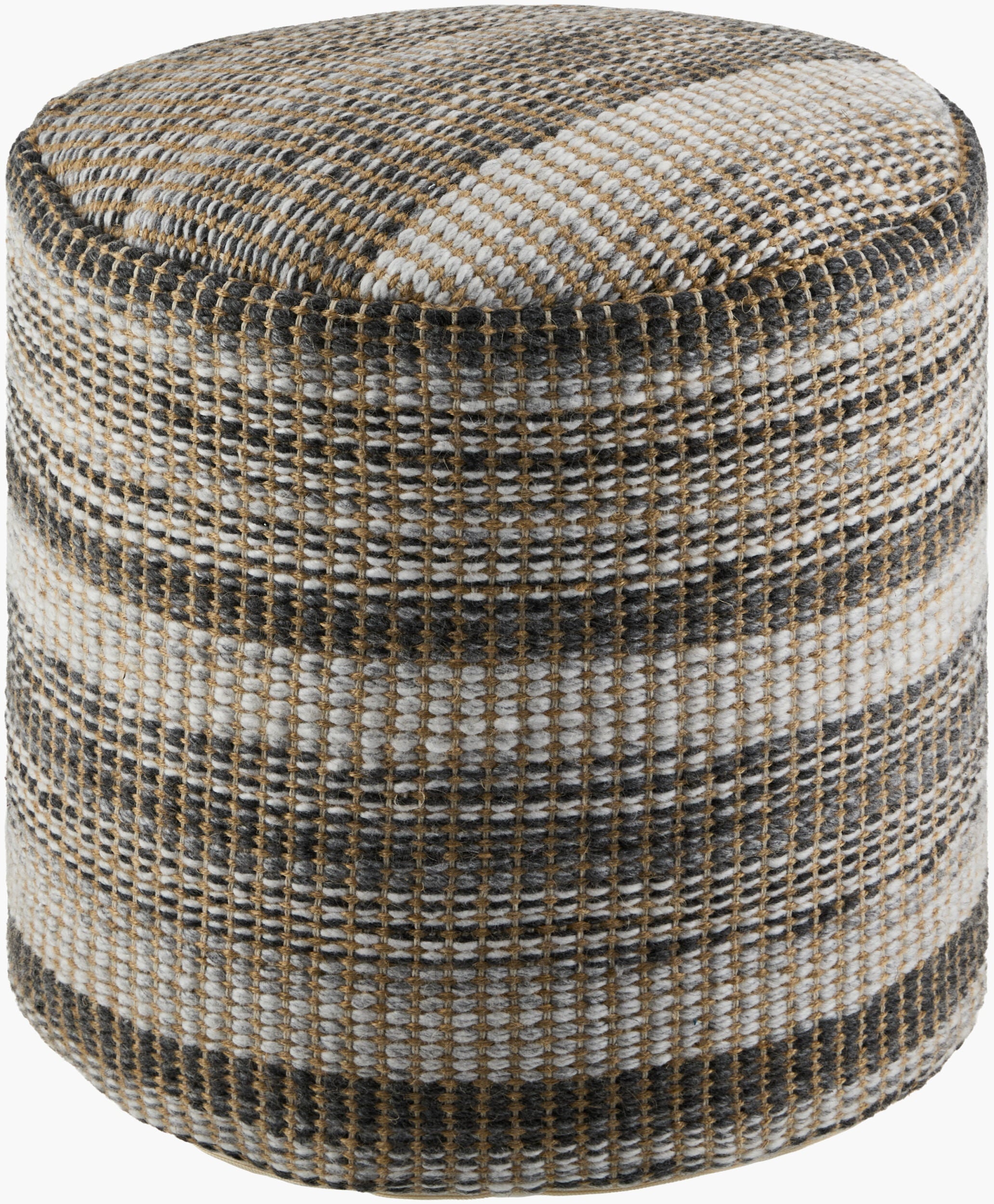 Orange Traditional Pouf with cotton details for casual extra seating or footrest-0