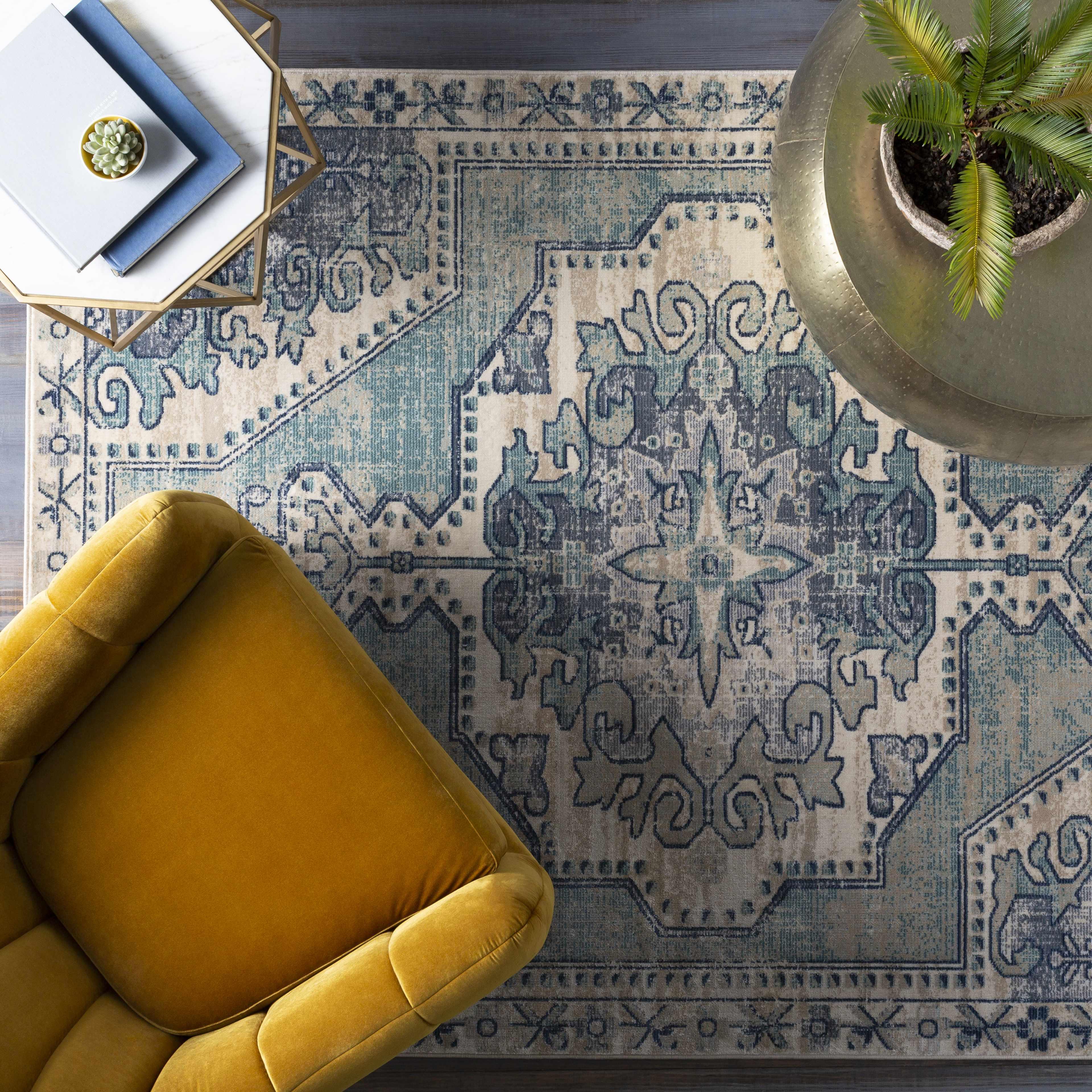 Kenmare Blue Medallion Rug - Clearance - PRHOMZ