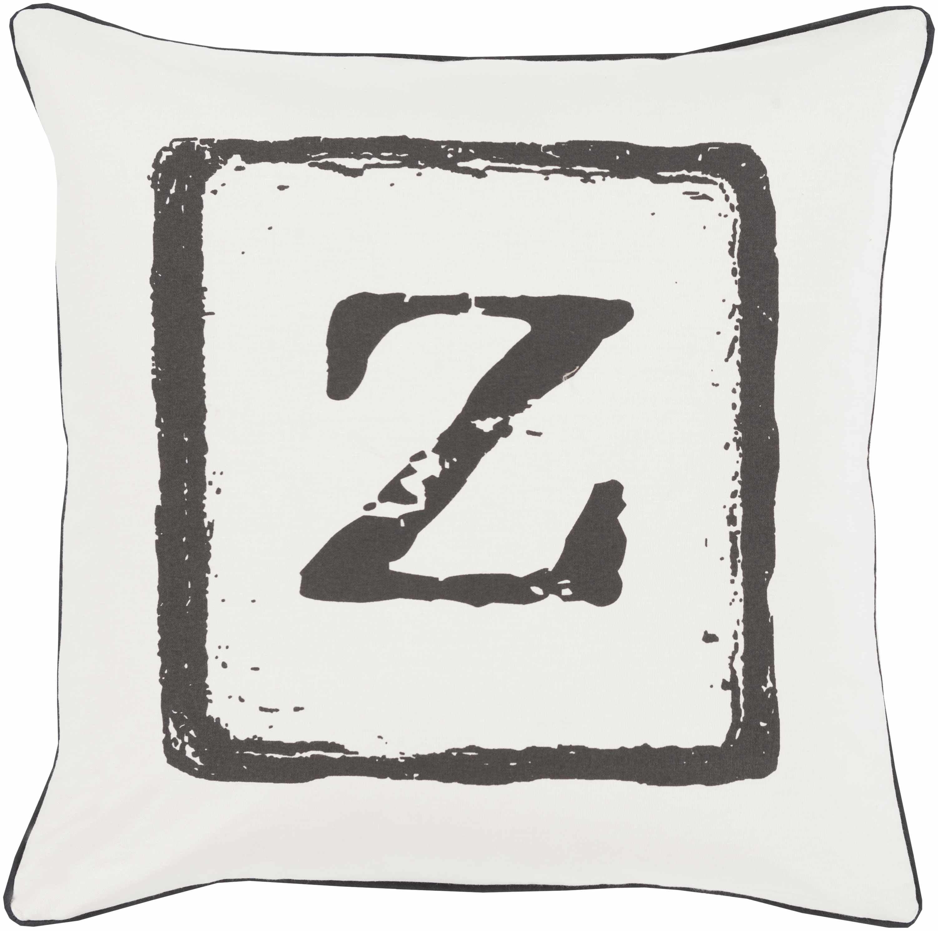 Kennington Black & White Monogram Letter Z Throw Pillow - Clearance - PRHOMZ